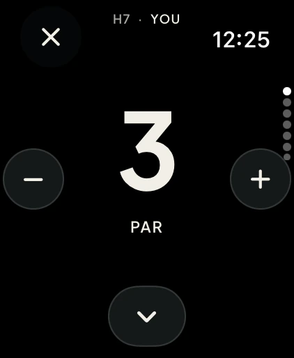 Entering a score of 3 on Apple Watch